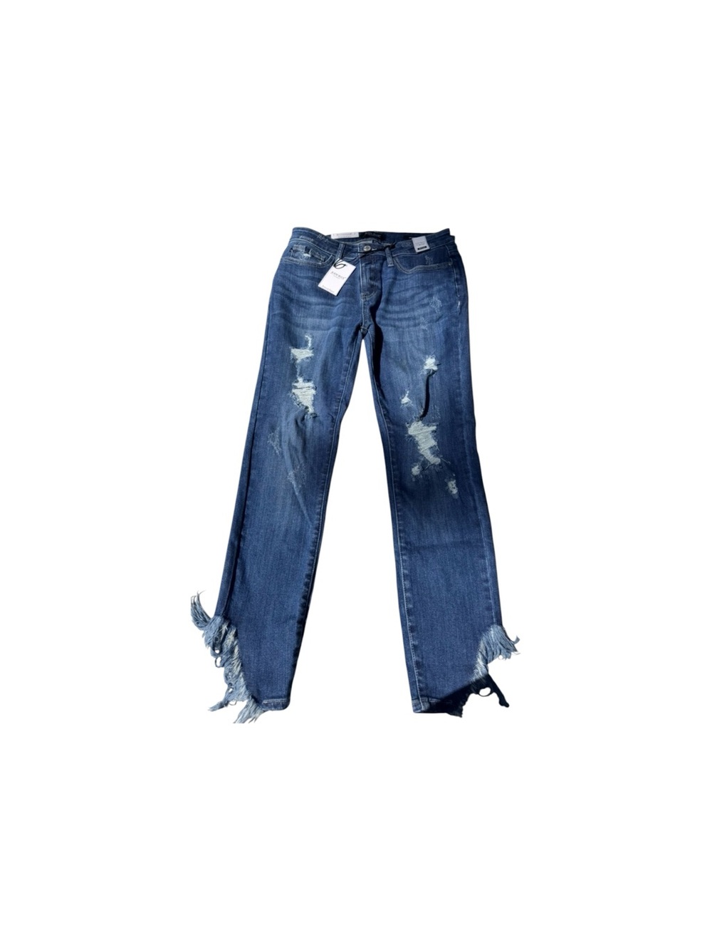Women's Distressed Frayed Hem Skinny Jeans mid rise 7/28